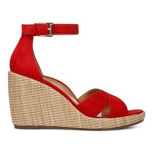 Vionic   Women's   Marina   Heeled   Sandals   Red   Suede   Sandal